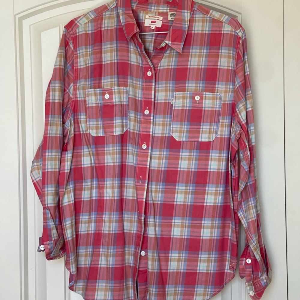 Levi's Women's Red Plaid Button Down Shirt